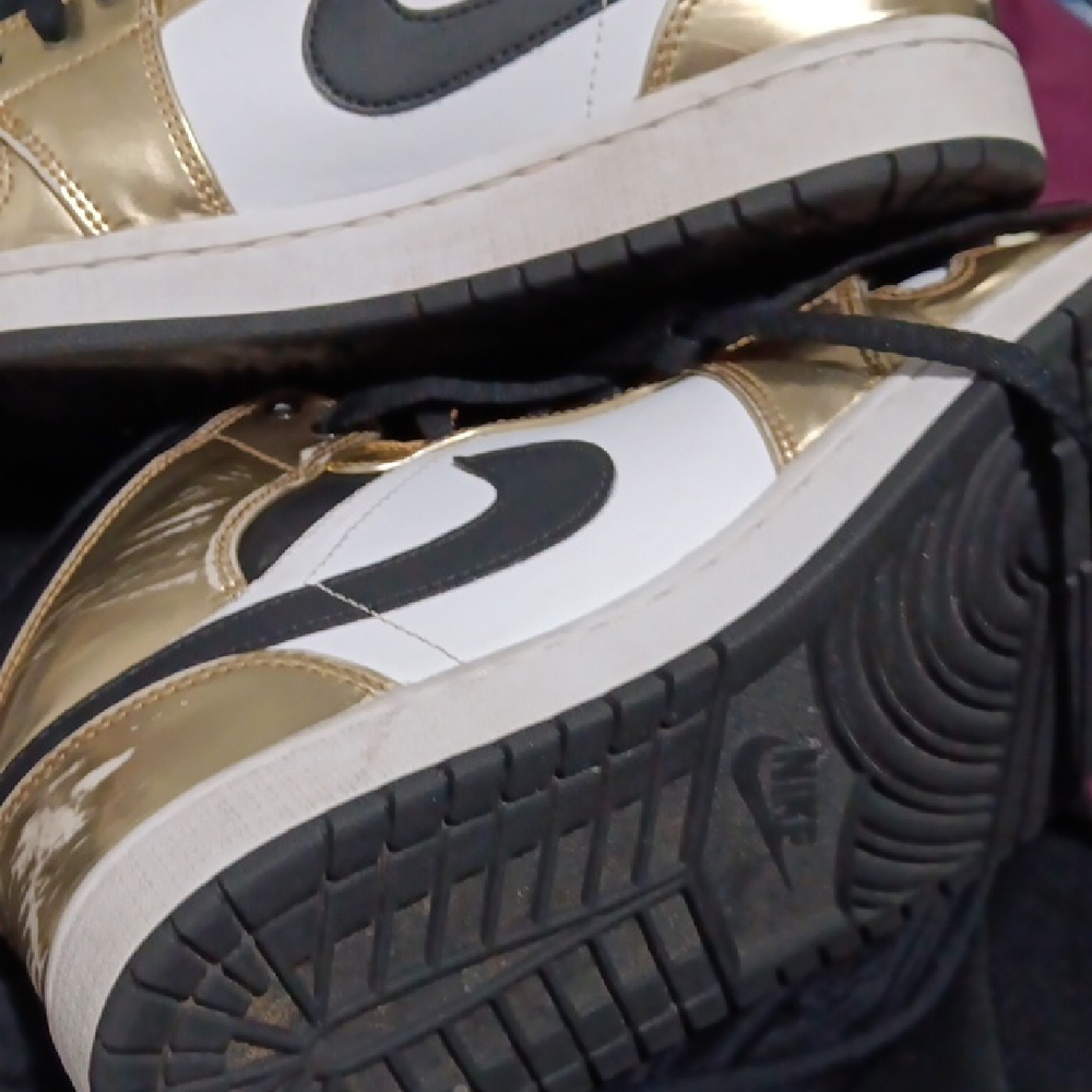 Air Jordan Gold and Black Sneakers with White Trim